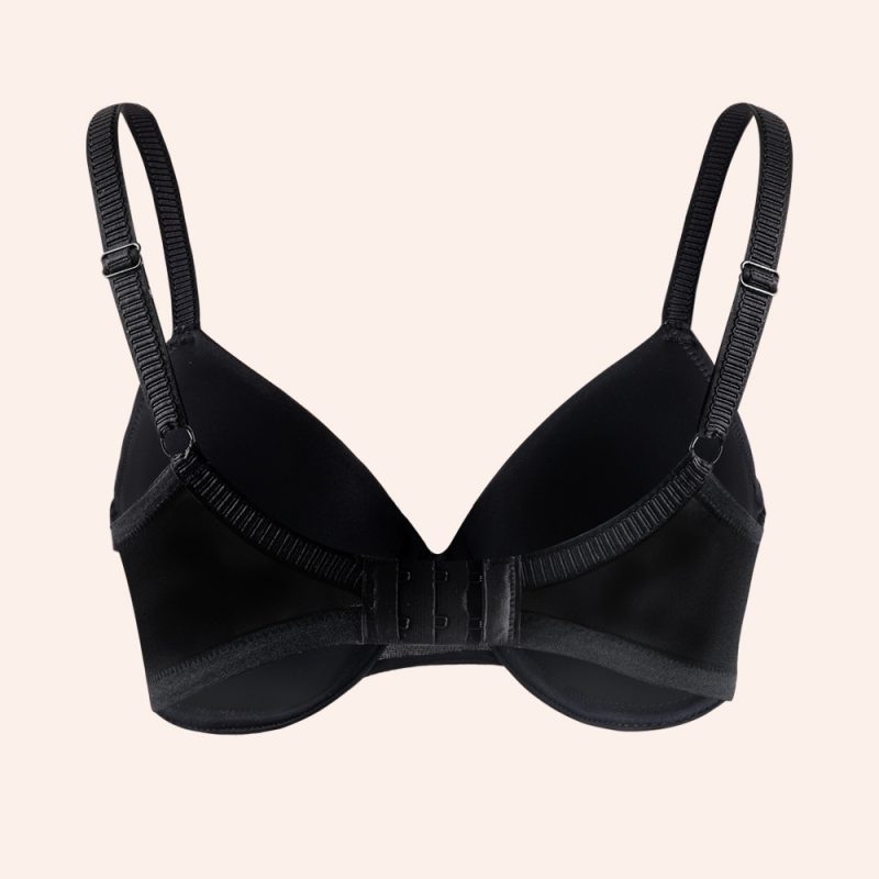 Black Wholesale Silken Elegance Glossy Plus Size Bra for GHIJ Cup Black Show
