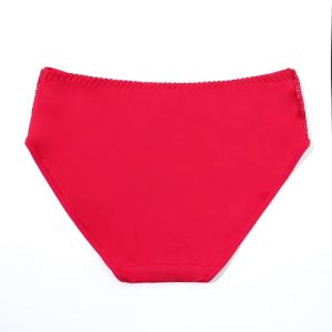 Roter Großhandel mit transparentem Mesh-BH und Slips mit mittelhoher Taille, Höschendetails