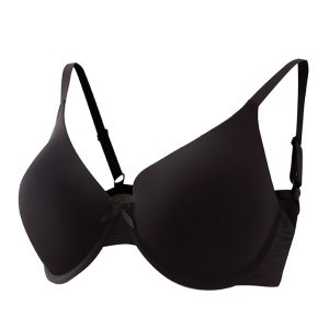 Black Wholesale Silken Elegance Glossy Plus Size Bra for GHIJ Cup Side Show