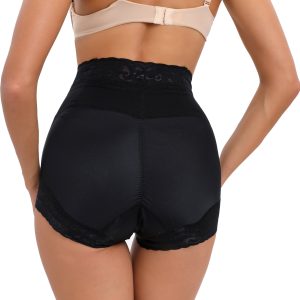 Black Wholesale Body Shaping Butt Lift Panty with Lace Trim Back View