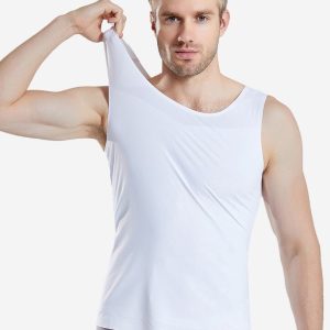 Modèle de débardeur de compression pour hommes blanc en gros