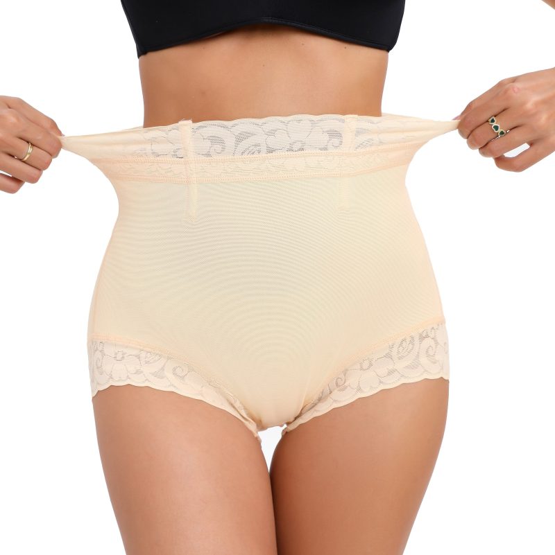 beige Wholesale Body Shaping Butt Lift Panty with Lace Trim