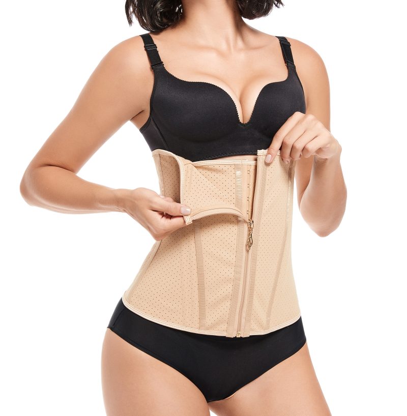 beige Wholesale Plus Size Double Layer Latex Waist Trainer with Zipper show