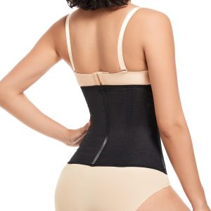 black Wholesale Plus Size Double Layer Latex Waist Trainer with Zipper back model show