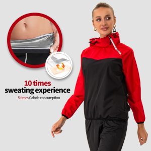 Wholesale Sauna Sweat Suit Long Sleeve Half Zip Hooded Fitness Set