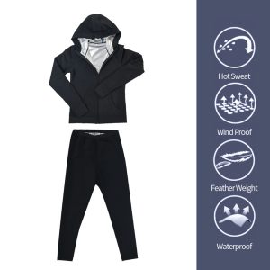 long sleeve sauna suit with hood and zipper for weight loss men and women