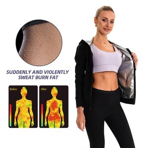 long sleeve sauna suit with hood and zipper for weight loss men and women