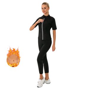 Short Sleeve Sauna Sweat Top and Sauna Pants sauna suit for men and women