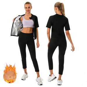 Short Sleeve Sauna Sweat Top and Sauna Pants sauna suit for men and women