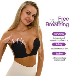 one piece u-shaped strapless silicone adhesive bra