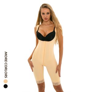 open chest full body shaper shorts with front hook