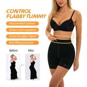 women's tummy lifting shorts lace shapewear with hooks