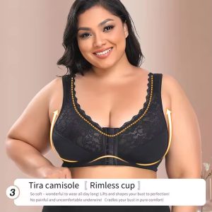 lace front buckle wireless plus size bra