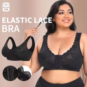 lace front buckle wireless plus size bra