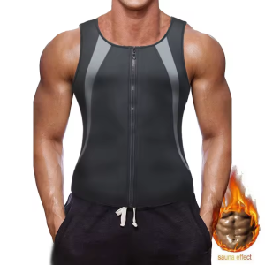 (yumesilm)men's breathable tight zip up sauna vest