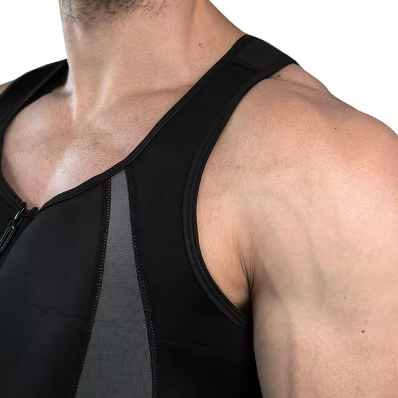 Men s Breathable Tight Zip Up Sauna Vest