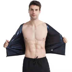 (yumesilm)men's comfortable sweat-wicking zipper sauna vest