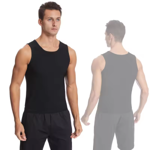 (yumesilm)men's neoprene breathable workout sauna t-shirt