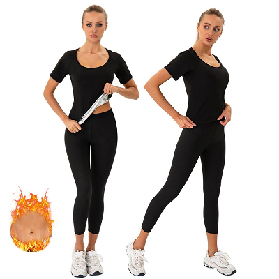 Sauna Short Sleeve Shirts Sweat Suit for Men and Women