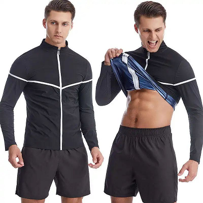 (yumesilm)wholesale men’s sauna sweat suit long sleeve fitness shirt