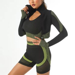 (yumesilm)women's quick dry whorl long sleeved yoga suit