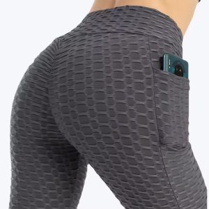 (yumesilm)women's high waist textured hip lifting yoga leggings