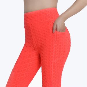 (yumesilm)women's high waist textured hip lifting yoga leggings