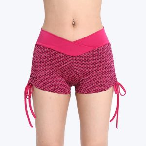 women's honeycomb butt lifting drawstring quick drying shorts(yumesilm)