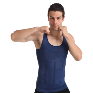 men's compression tummy control shaping fitness vest