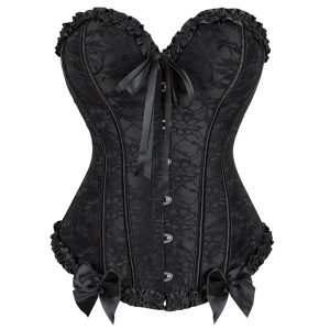 yumesilm floral lace trim bustier corset top