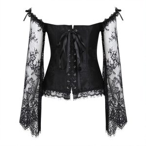 lace long-sleeve bustier for plus size girl