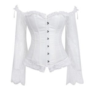 lace long-sleeve bustier for plus size girl