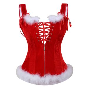 red corset plus size christmas corset top