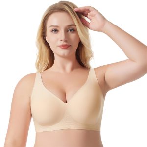 beige thin cup wave glossy seamless plus size bra