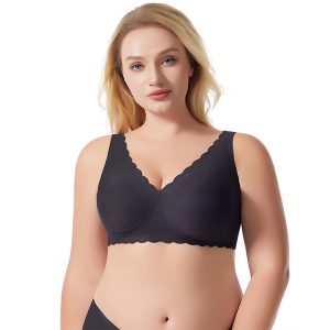 black thin cup wave glossy seamless plus size bra