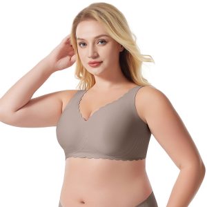 gray thin cup wave glossy seamless plus size bra