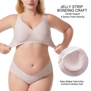 thin cup wave glossy seamless plus size bra