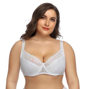 white full cup plus size lace bra with steel ring