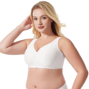 white thin cup wave glossy seamless plus size bra