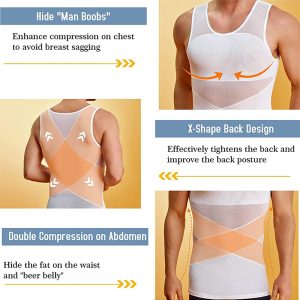 men's mesh compression vest breathable waist trainer shapewear top
