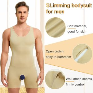 men's seamless full body shaper open crotch smooth & invisible compression suit