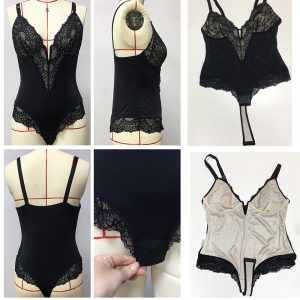 deep v-neck plus size lace bodysuit shapewear details