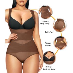 summer breathable cross shapewear bodysuit