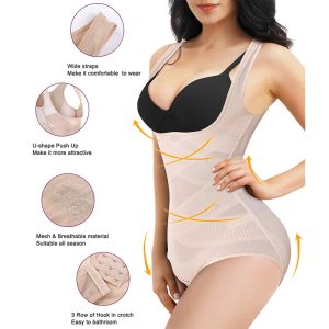 summer breathable cross shapewear bodysuit details