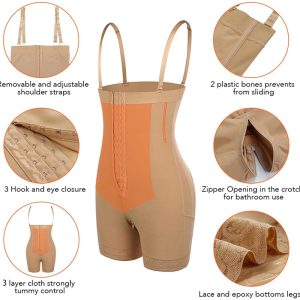 zipper hook bodysuit shapewear tummy control & butt lift