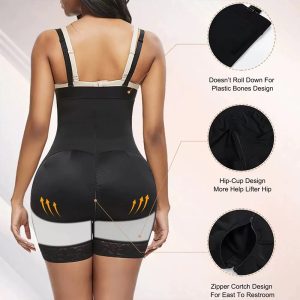 zipper hook bodysuit shapewear tummy control & butt lift