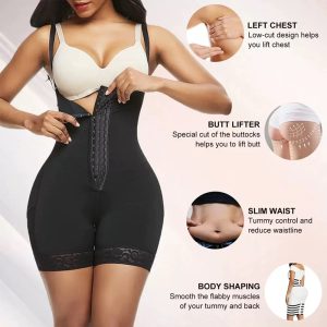zipper hook bodysuit shapewear tummy control & butt lift details