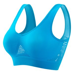 blue wholesale women's plus size breathable wireless push up yoga bra