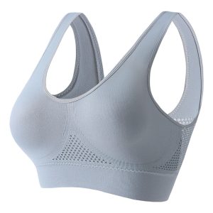 gray wholesale women's plus size breathable wireless push up yoga bra
