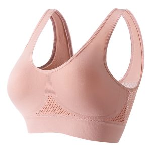pink wholesale women's plus size breathable wireless push up yoga bra